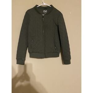 Be Boundless Women's Diamond Quilted Bomber Jacket Green Size M EUC